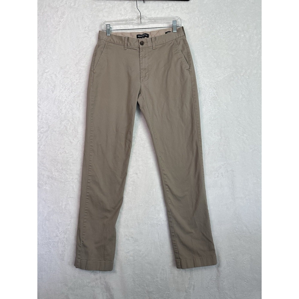 J Crew Mercantile Flex Pants Mens 30x32 Khaki Cotton Stretch Flat Front Straight
